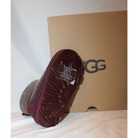 NIB UGG Classic Short Sequin Sparkle‎ Boots Toddler Burgundy - Picture 7 of 7